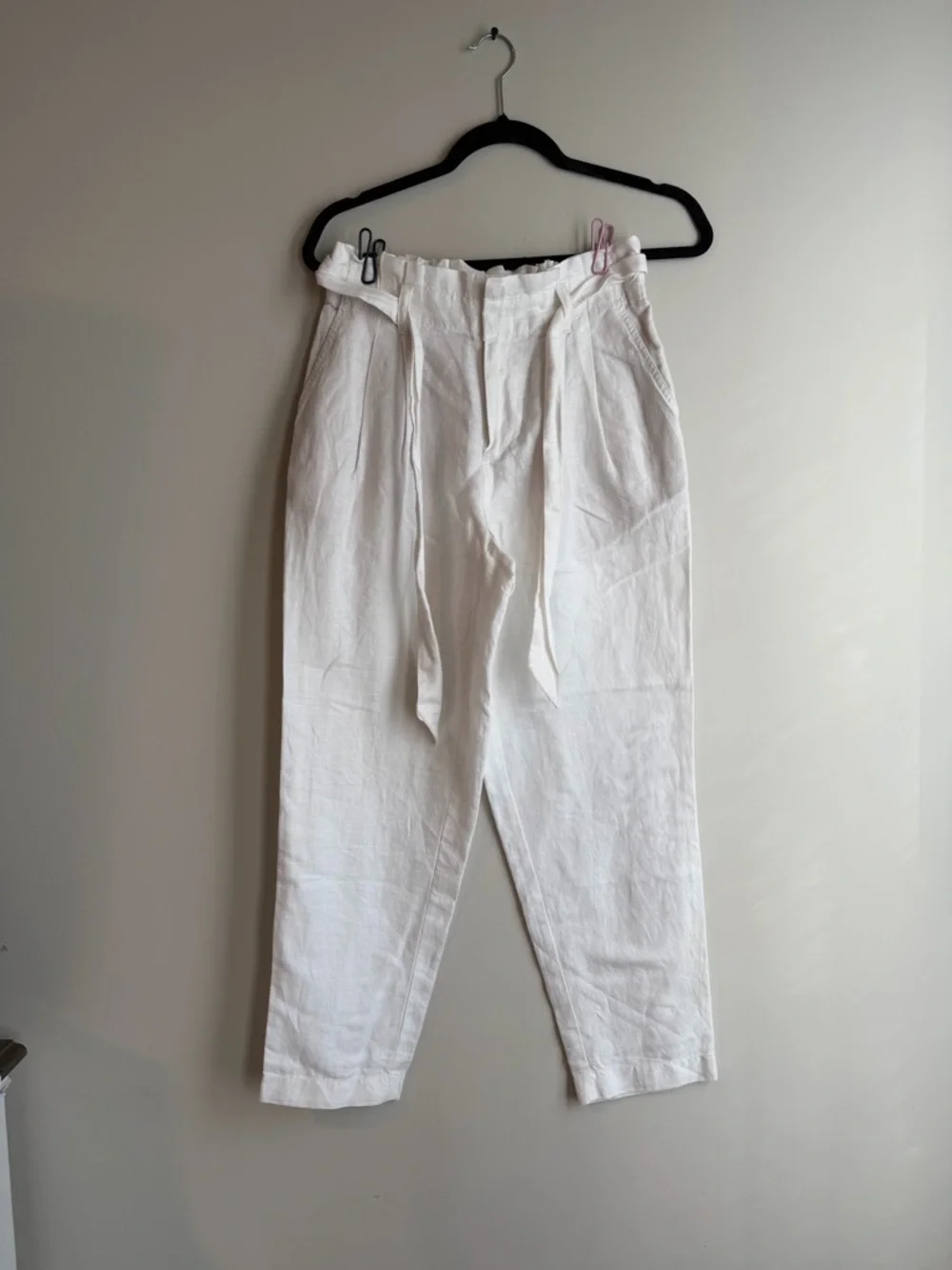 Loft White Linen High-Waist Pants - Picture 1 of 7